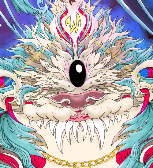 Großer einäugiger Hase im japanischen Zeichenstil illustriert