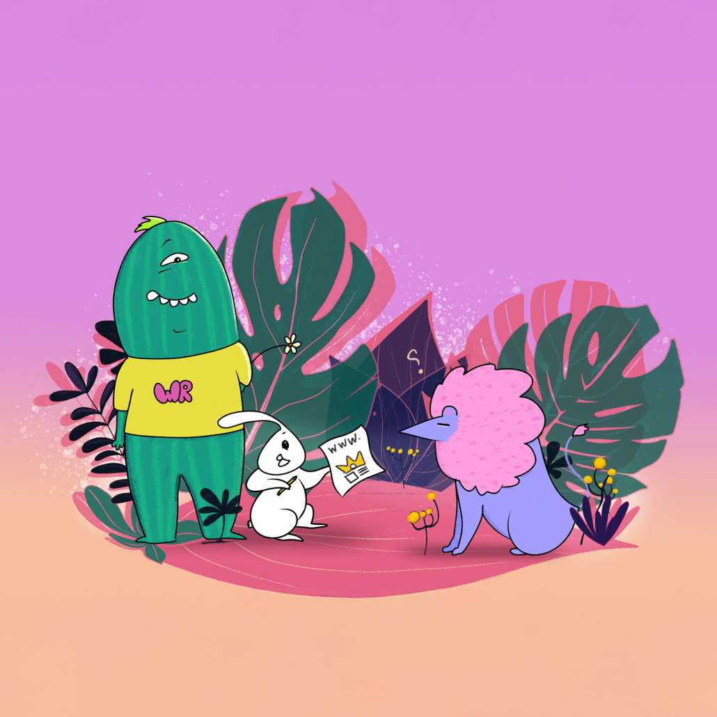Visuelle Narrative: Cucumber und Wonder Rabbit zeigen das Konzept der Webseite