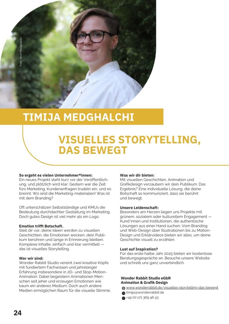 Screenshot aus dem Magazin - Timija Medghalchi Gründerin von Wonder Rabbit Studio
